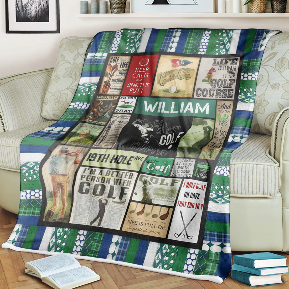19th Hole Sherpa Blanket, Gift For Golfers, Golf Gift Ideas