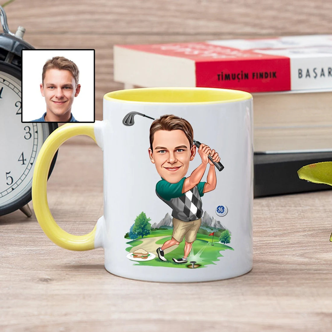 Customize Photo Golfer Accent Mug, Golf Mug, Gift For Golfers