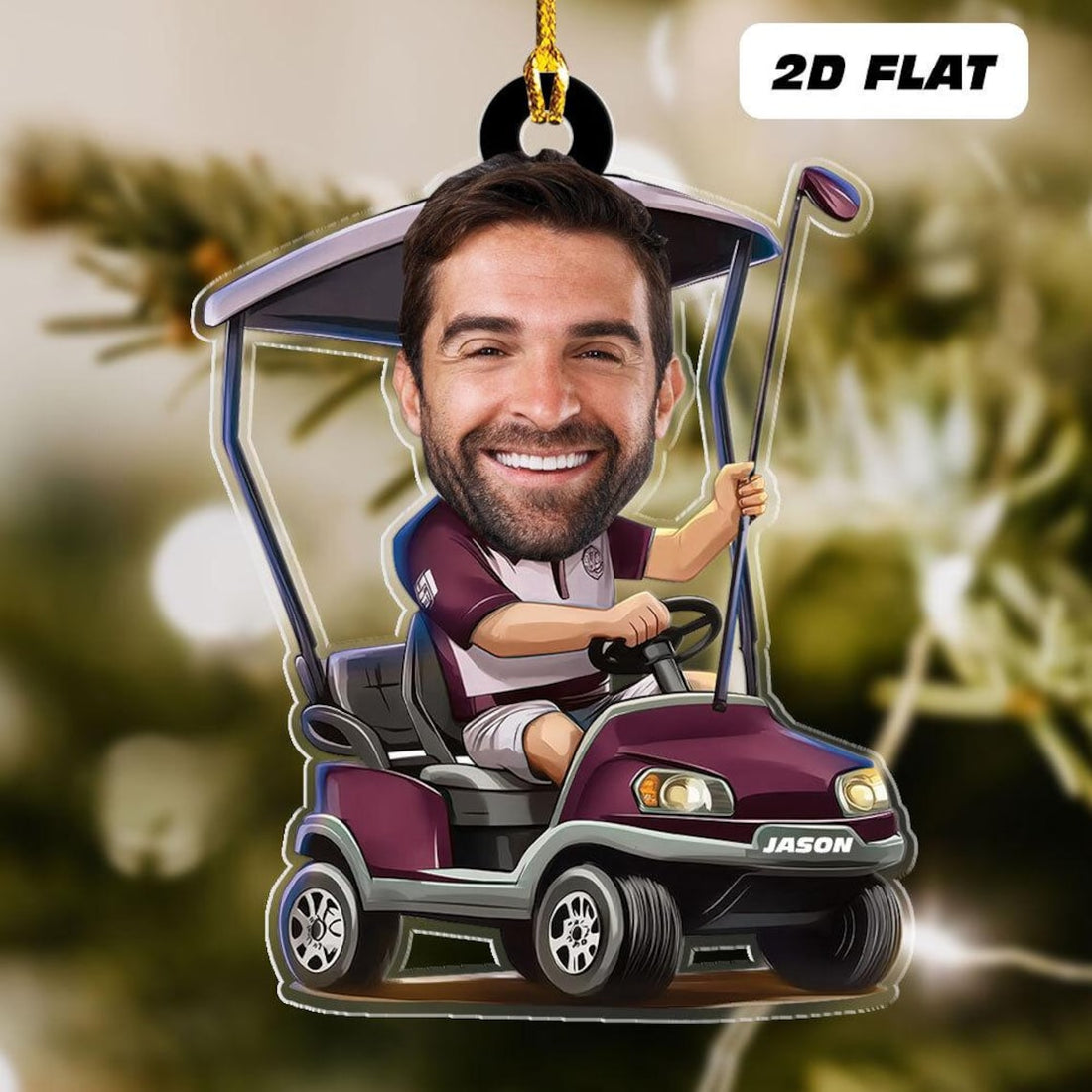 Custom Face Golfer Ornament, Golf Player Custom Name Golf Keychain, Golf Accessories, Christmas Golf Gift