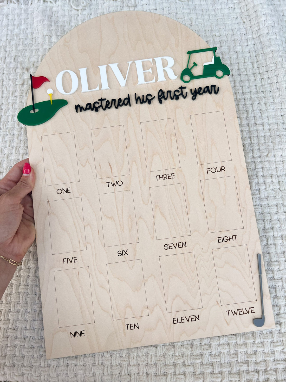 Golf Baby Photo Board 2 Layered Custom Wood Sign, Gift For Golfer