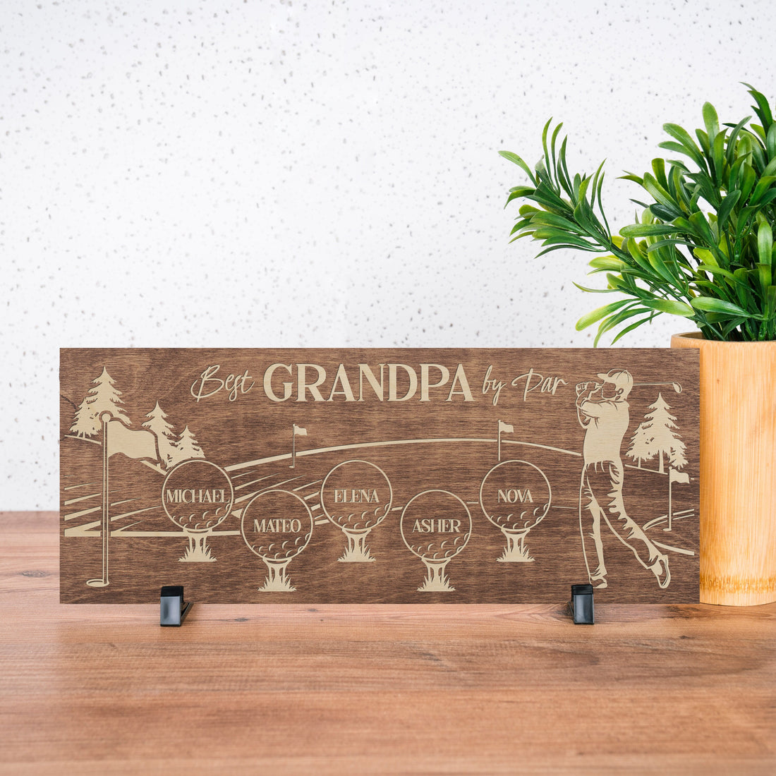 Personalized Best Dad By Par Wood Sign,  Gifts For Dad, Christmas Golf Gift