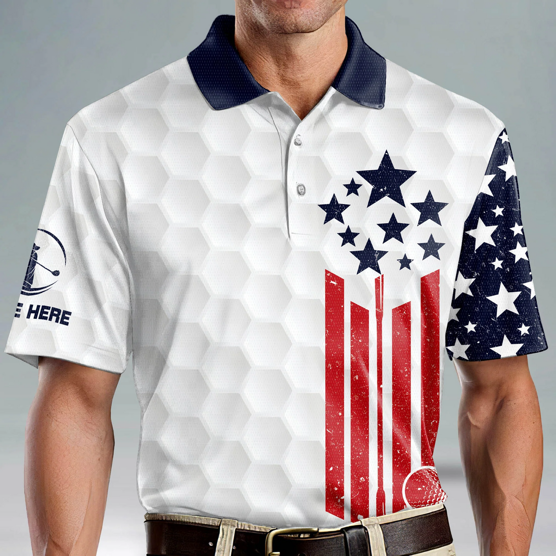 Custom Name The Legend Has Retired American Flag Golf Polo Shirts, Golf Gift For Men, Golfing Apparel