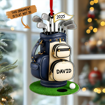 Custom Name Golf Backpack Acrylic Ornament, Christmas Golf Gift, Custom Golf Gift, Unique Gift For Golfer