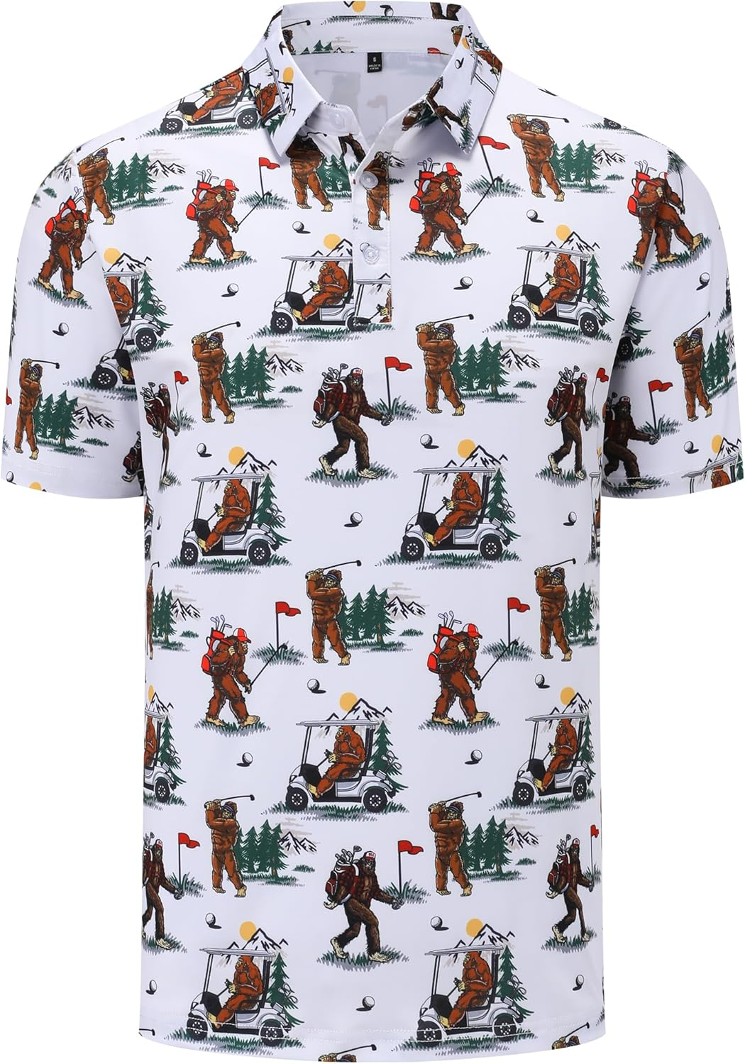Bigfoot Sasquatch Playing Golf Funny Golf Polo Shirts, Golf Gift For Men, Golf Shirts For Men