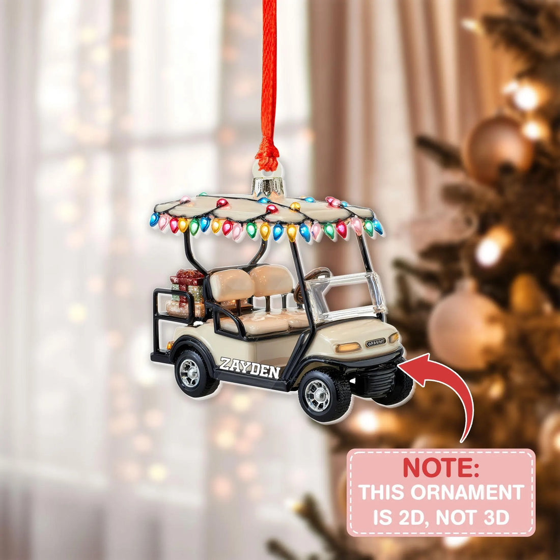 Personalized Golf Cart Christmas Ornament, Acrylic Ornament, Christmas Tree Ornaments, Gift For Golfer