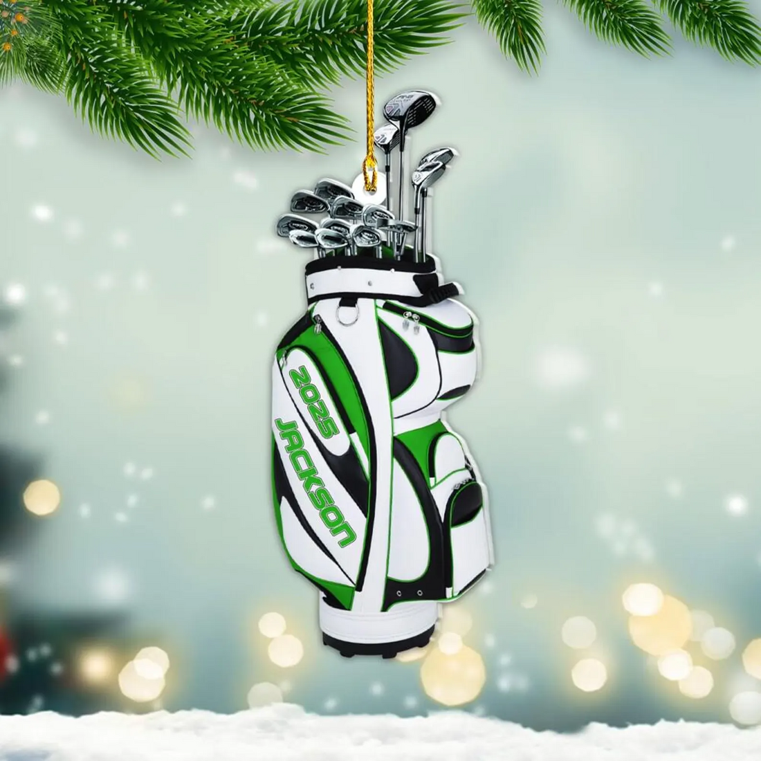 Custom Name Golf Bag Ornament, Golf Ornament, Christmas Acrylic Ornament, Christmas Golf Gift