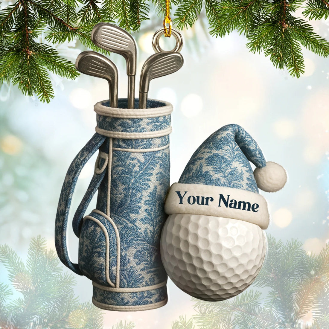 Toile De Jouy Ornament For Golfer, Christmas Golf Gift, Custom Golf Gift, Unique Gift For Golfer