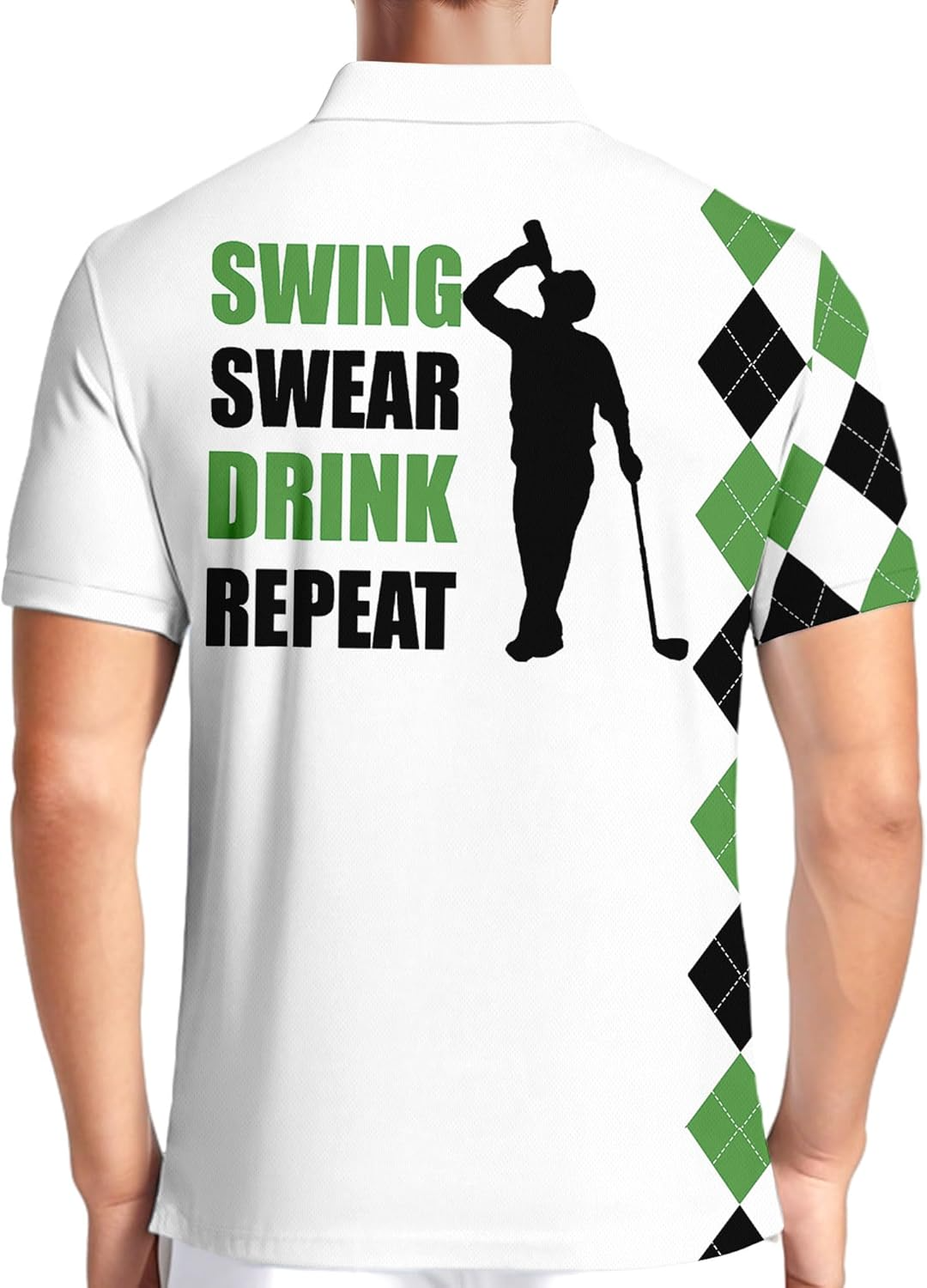 Funny Swing Green Polo Shirt American Flag Shirt Patriotic Golf Polo Shirts, Golf Gift For Men, Golf Shirts For Men