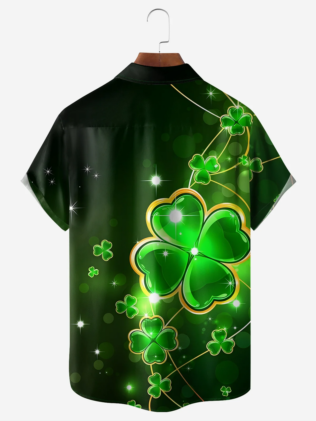 Irish Parade Green St. Patrick's Day Lucky Clover Hawaiian Golf Shirt, St Paddy's Day Tropical Vibe Men's Golf Shirt