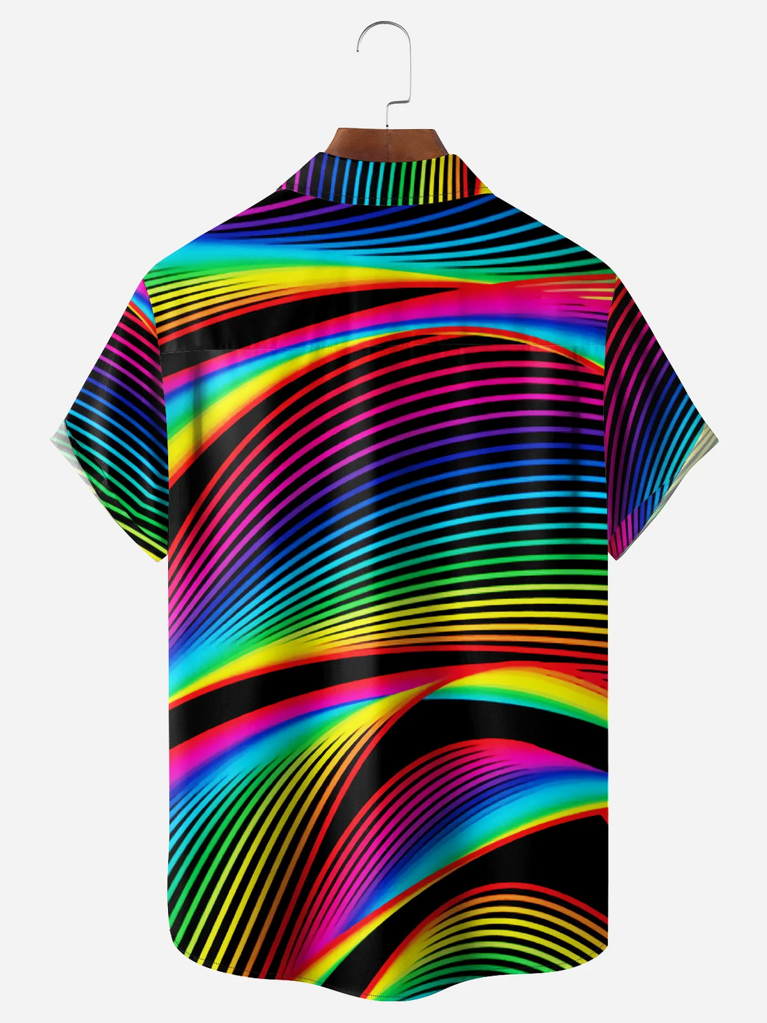 LGBT Color Stripe Rainbow Colorful Hawaiian Golf Shirt, Unique Golf Shirt, Tropical Vibe Funny Golf Shirt