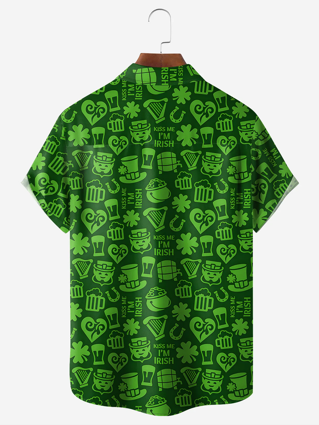 Green Irish St. Patrick's Day Lucky Clover Beer Hawaiian Golf Shirt, Tropical Vibe Men's Golf Shirt