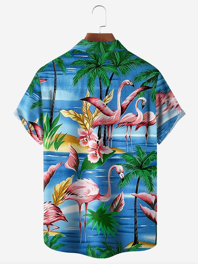 Bigfoot Flamingo Hawaiian Golf Shirt,  Men's Golf Shirt, Tropical Vibe Funny Golf Shirt