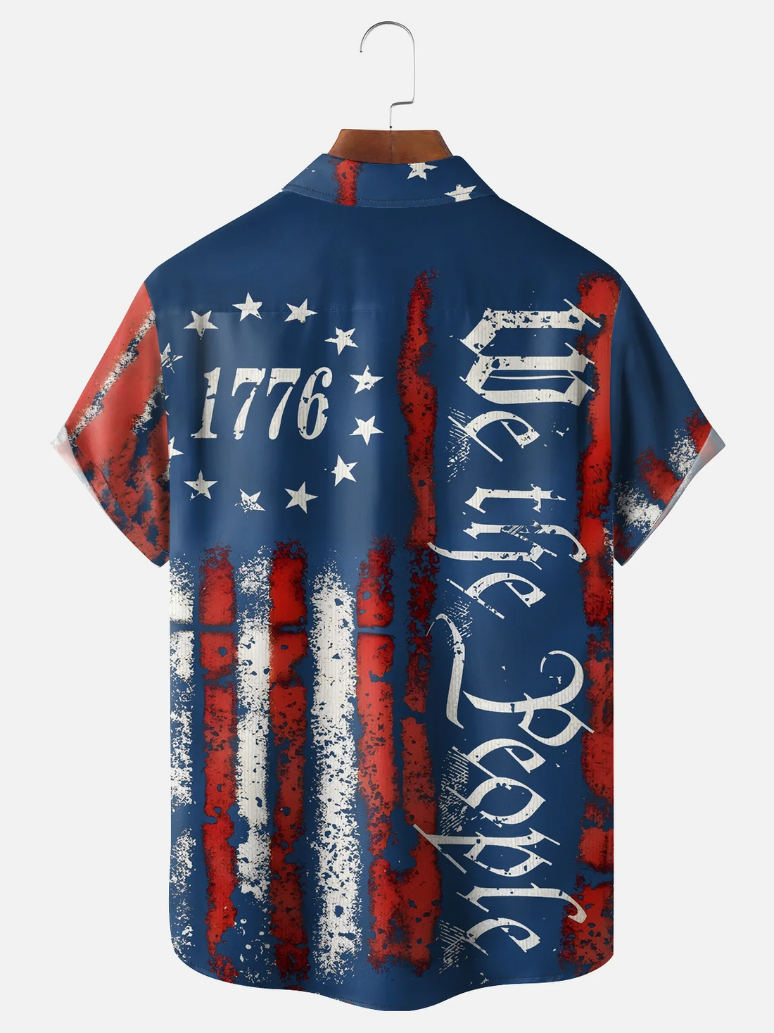 1776 We The People Red White Blue Hawaiian Golf Shirt, 250th Anniversary Tropical Vibe Men's Golf Shirt