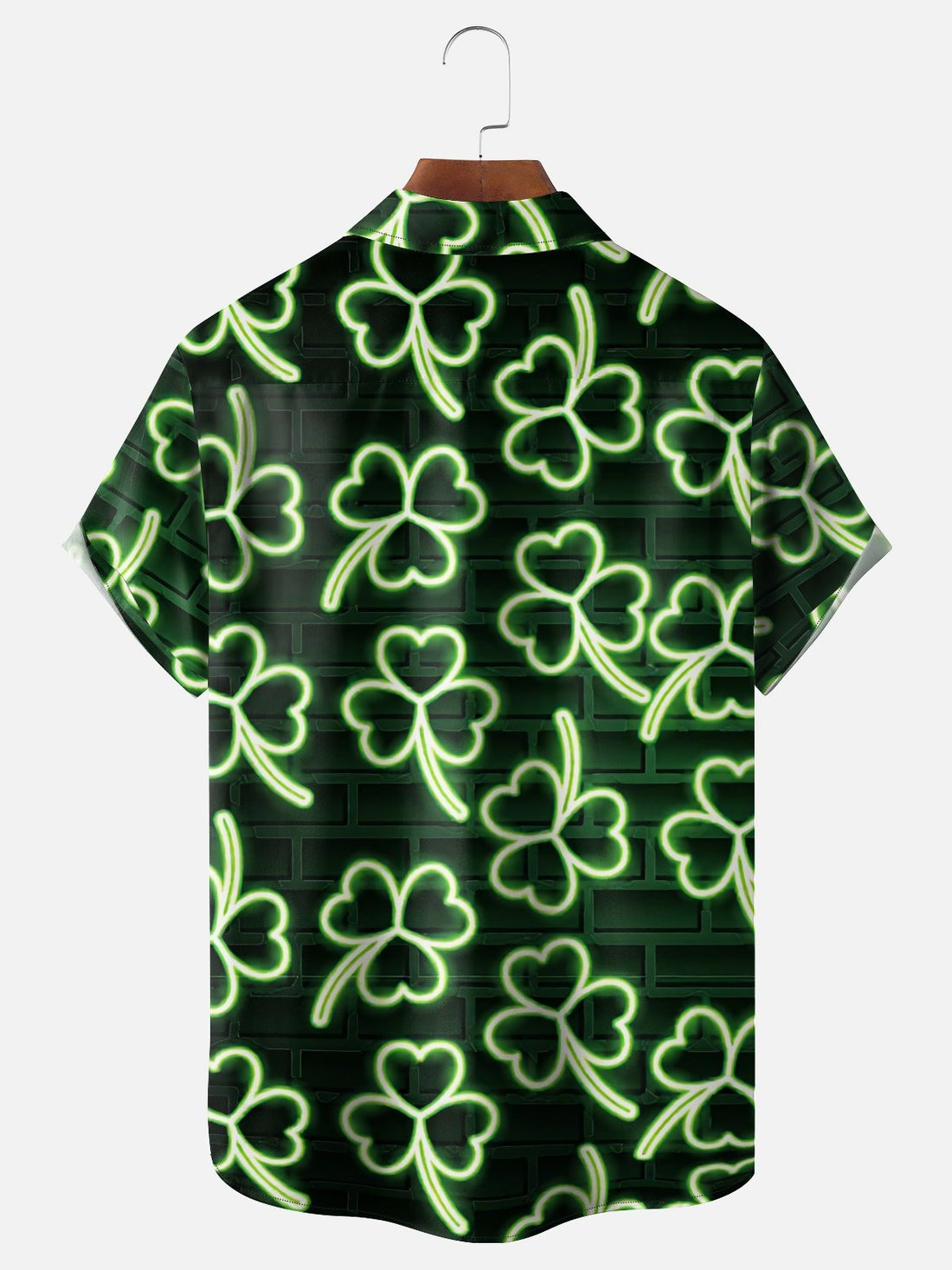 Neon Pattern Lucky Shamrock Art Hawaiian Golf Shirt, Tropical Vibe Men's Golf Shirt