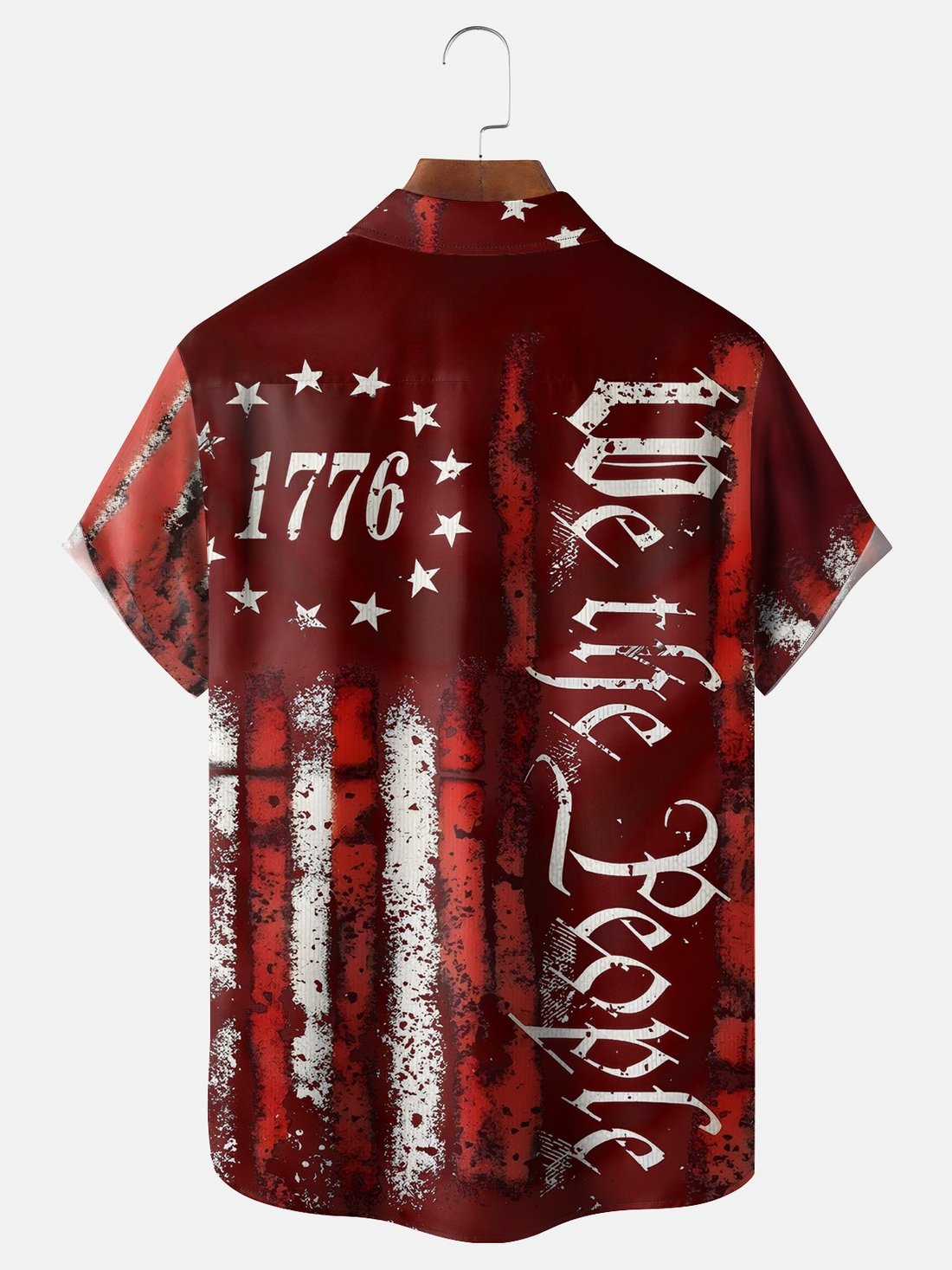 1776 We The People Wine Red Hawaiian Golf Shirt, 250th Anniversary Tropical Vibe Men's Golf Shirt