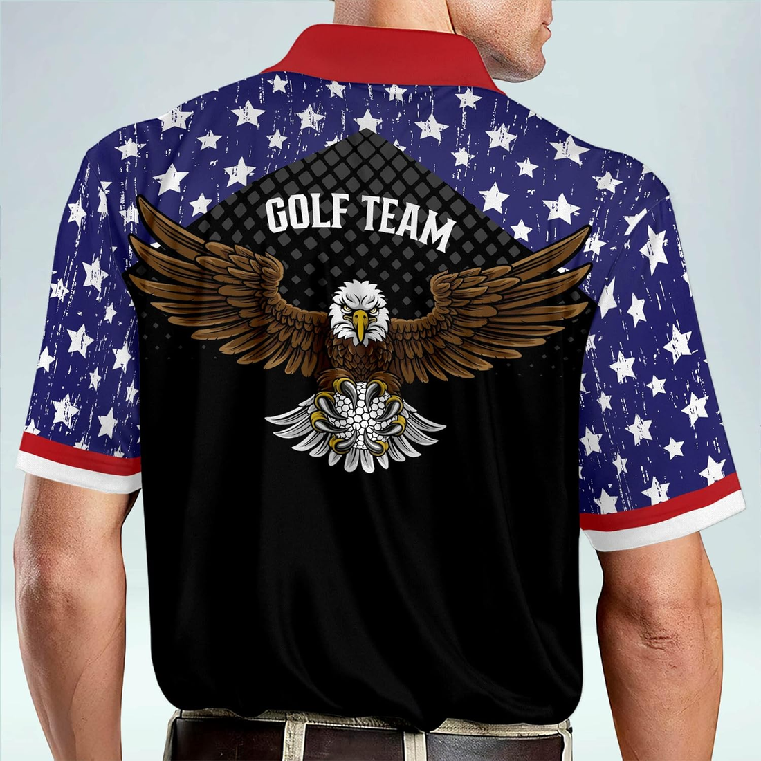 Swing Swear Look For Ball Repeat American Flag Custom Name Golf Polo Shirts, Cool Golf Gift, Golfing Apparel
