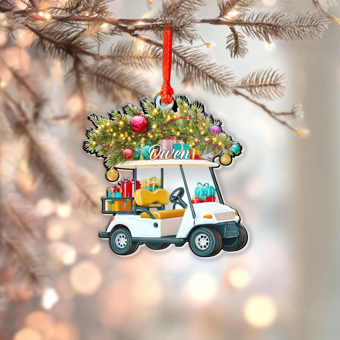 Golf Cart Christmas Ornament, Acrylic Ornament, Christmas Tree Ornaments, Gift For Golfer