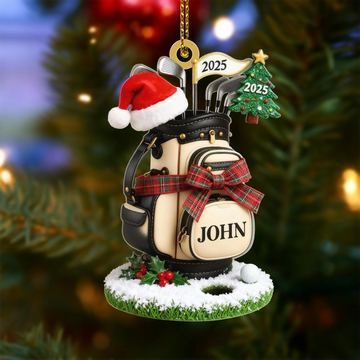 Personalized Golf Bag Acrylic Ornament, Custom Name Golf Ornament, Golf Keychain, Christmas Gift For Golfer
