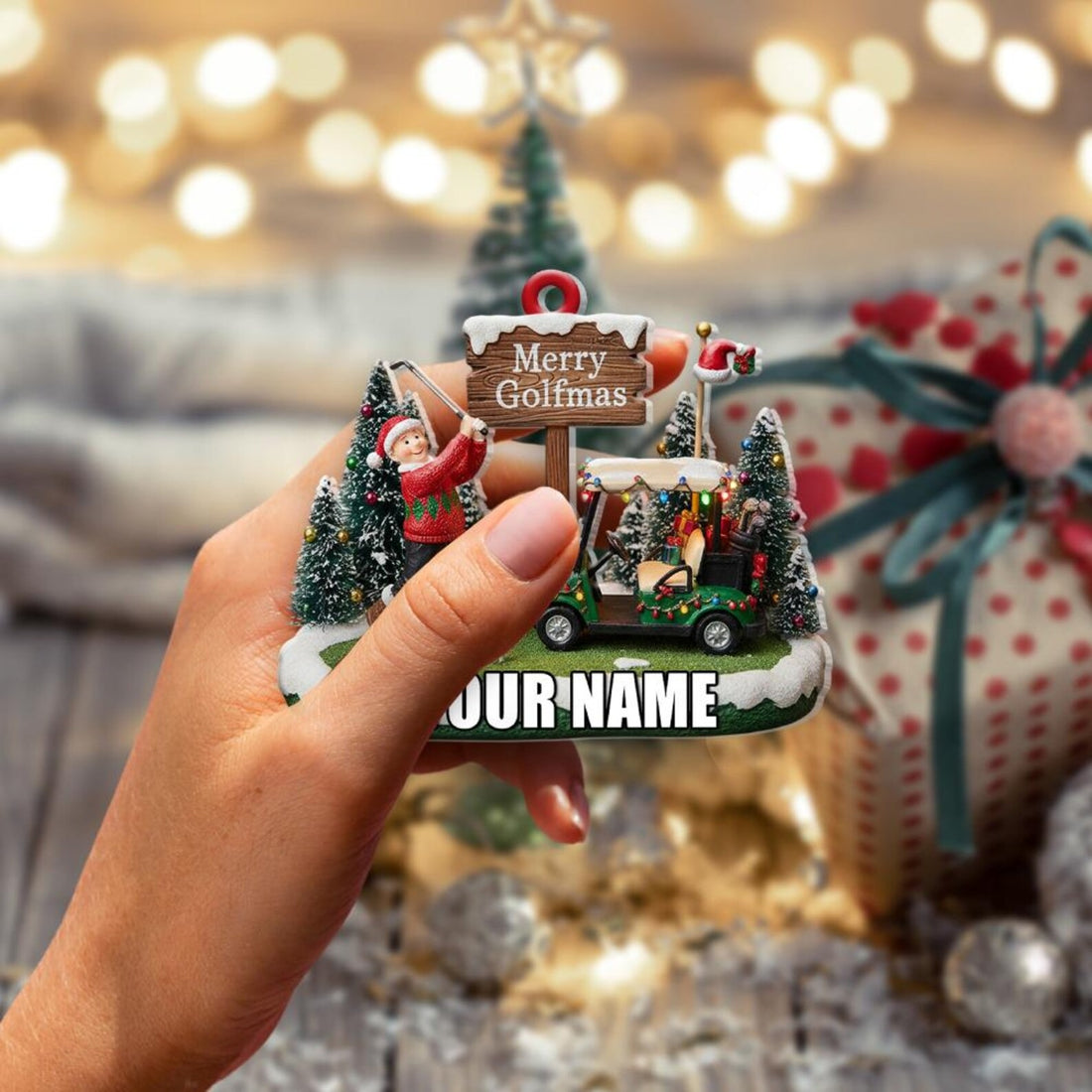 Custom Name Merry Golfmas Christmas Ornament, Gift For Golf Lover, Xmas Ornament