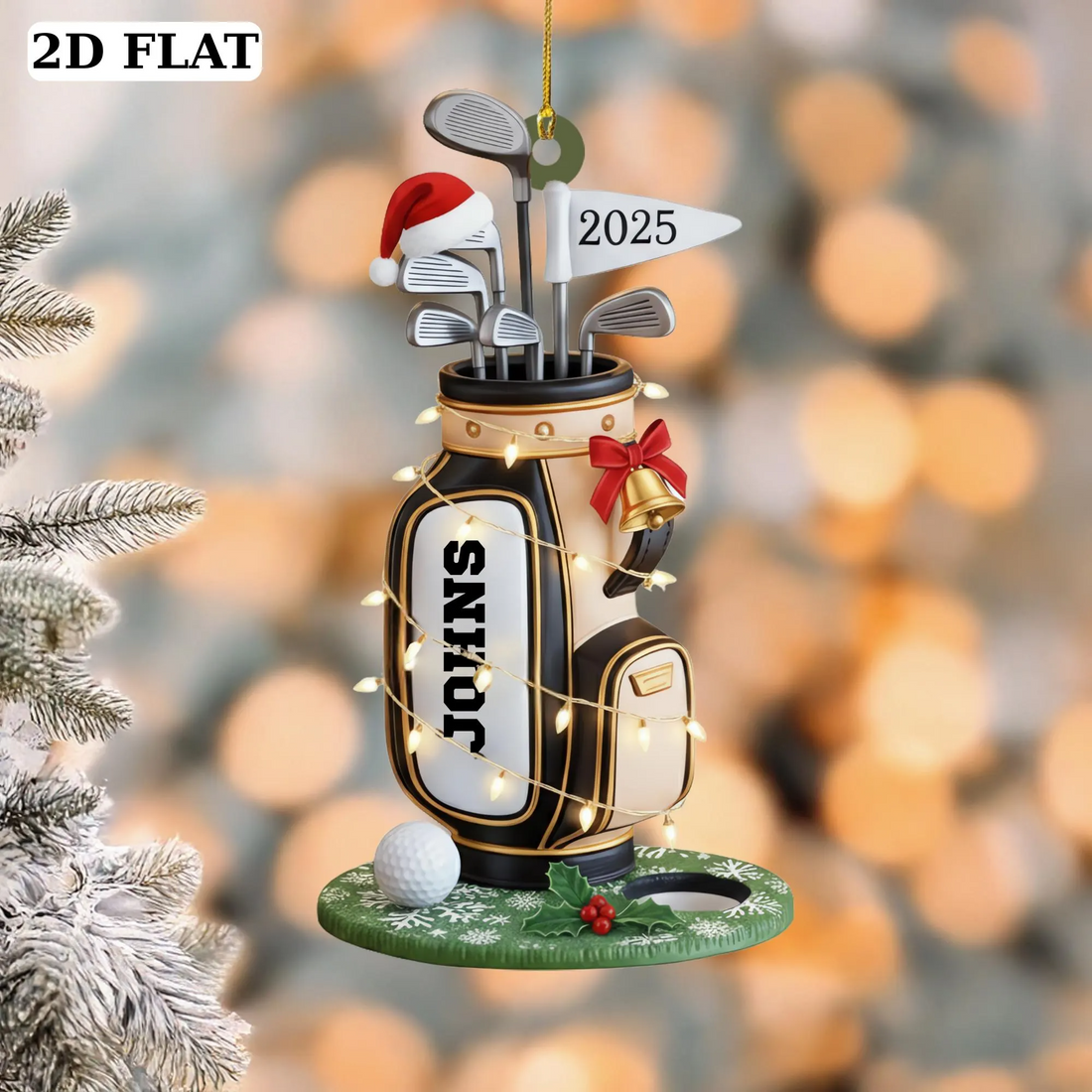 Christmas Light Print Personalized Golf Bag, Custom Golf Gift, Christmas Golf Gift, Golf Decor