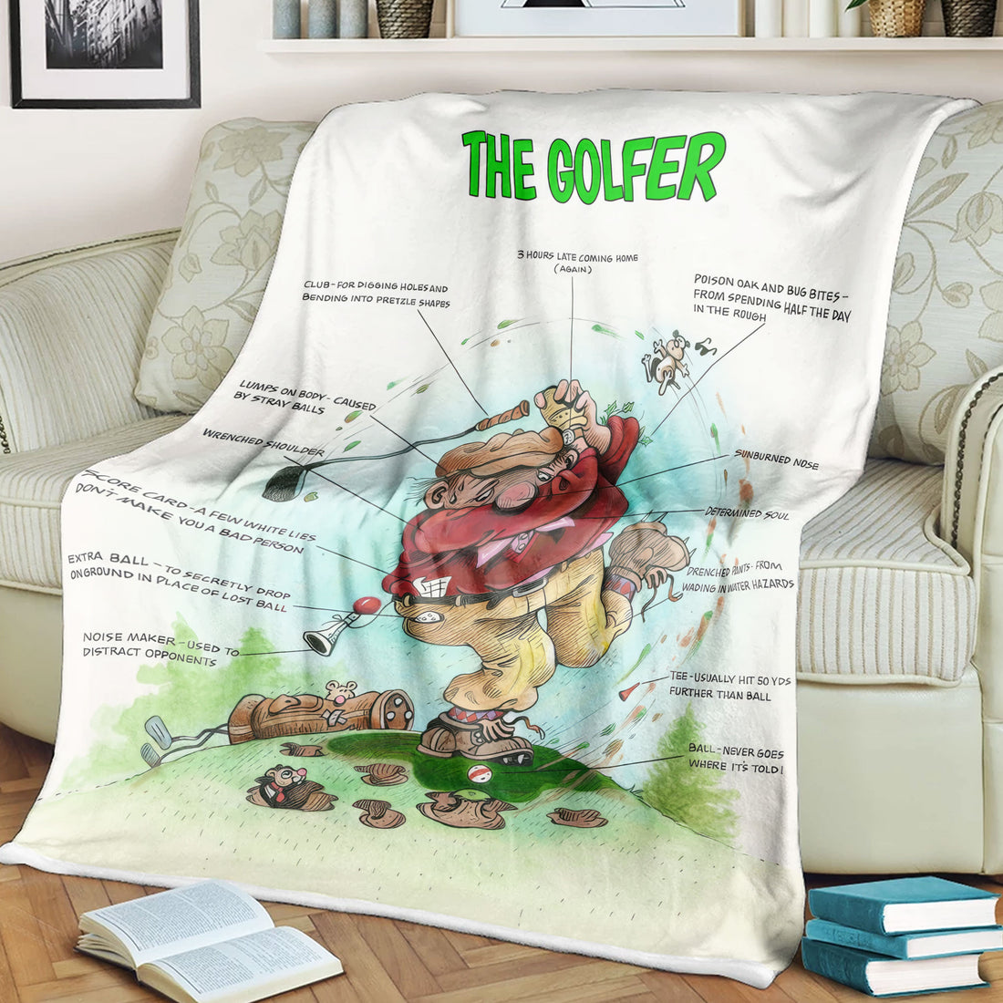 The Golfer Woven Blanket, Golf Blanket, Gift For Golfers, Golf Gift Ideas
