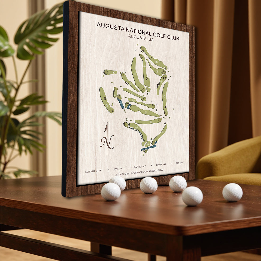 Custom Augusta Golf Club Golf Course Map, Golf Art, Gifts For Golf Lovers