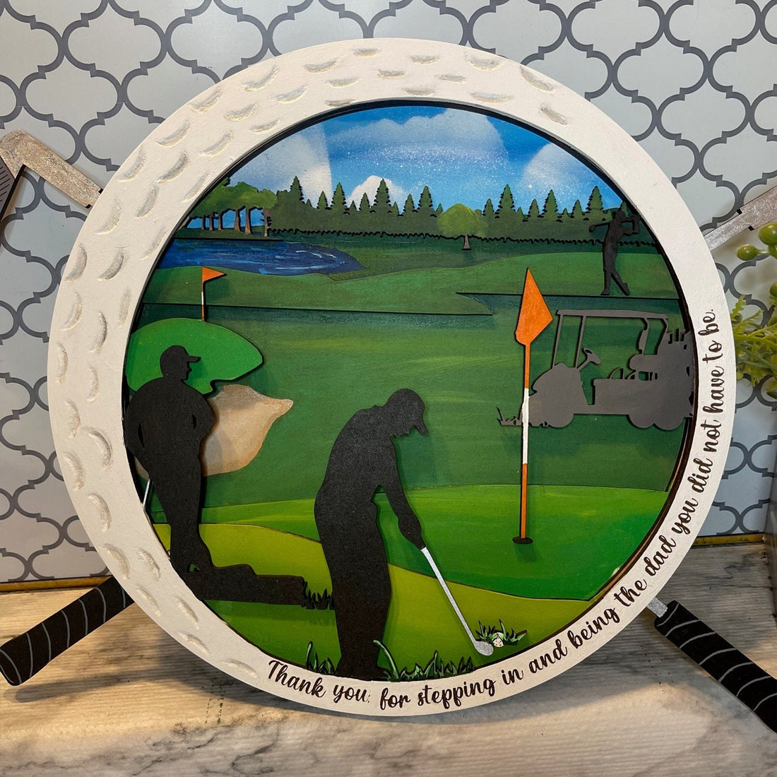 Happy Birdie Day Golf Ball Art, Custom Golf Wood Sign, Gift For Golfers