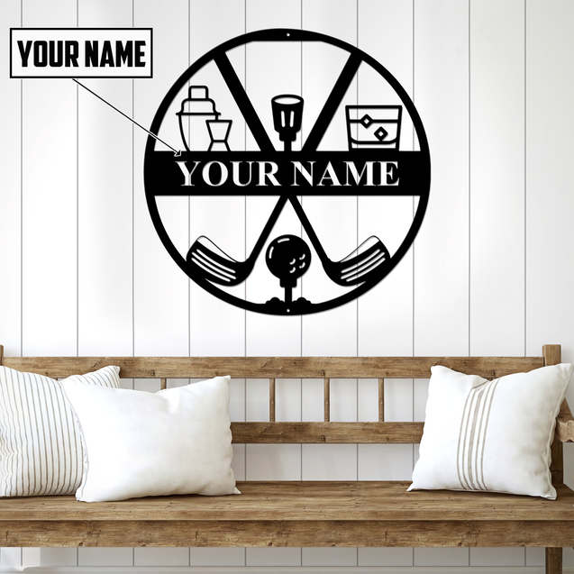 Custom Name 19 Hole Golf Metal Sign, Metal Name Sign, Metal Wall Decor