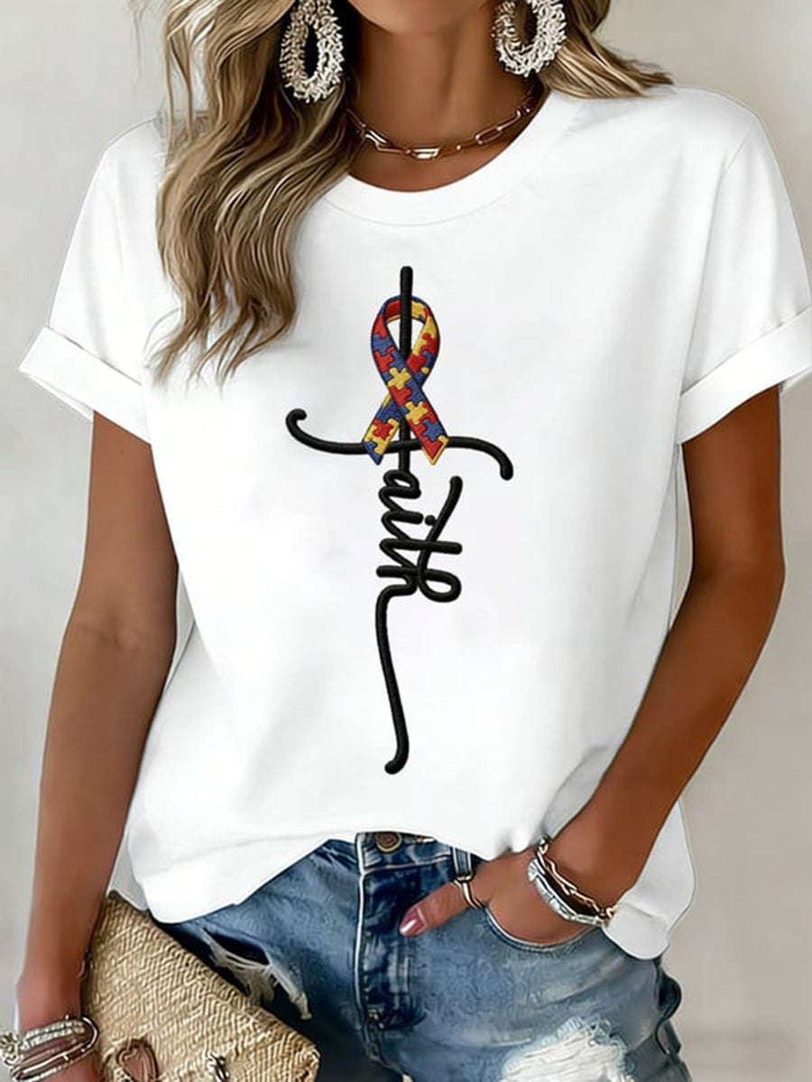 Women's Autism Awareness Print t-shirt, Autism Awareness Shirt, Autistic Gifts For Adults