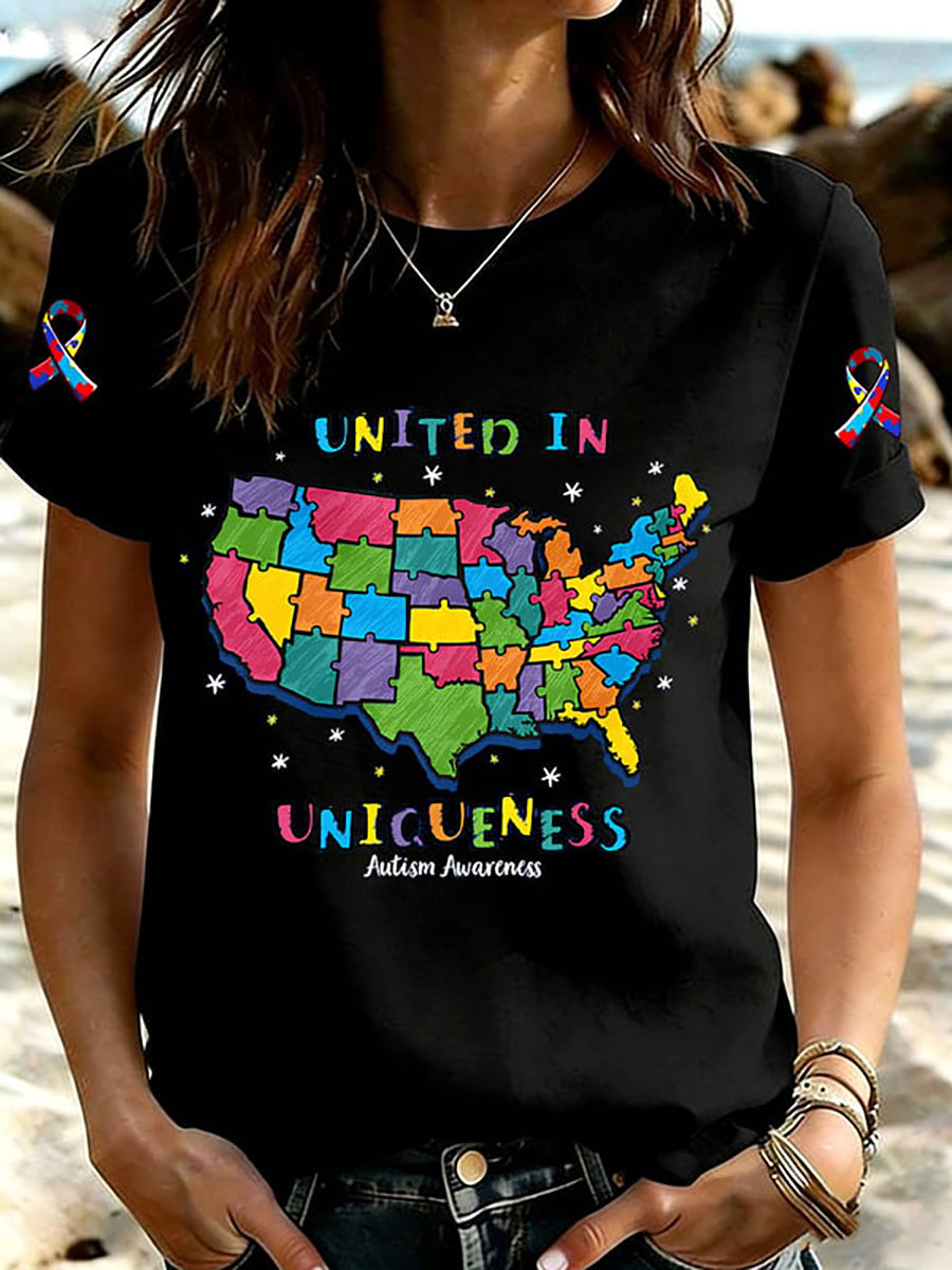 Women's Autism Acceptance Crew Neck t-shirt, Autism Awareness Shirt, Autistic Gifts For Adults