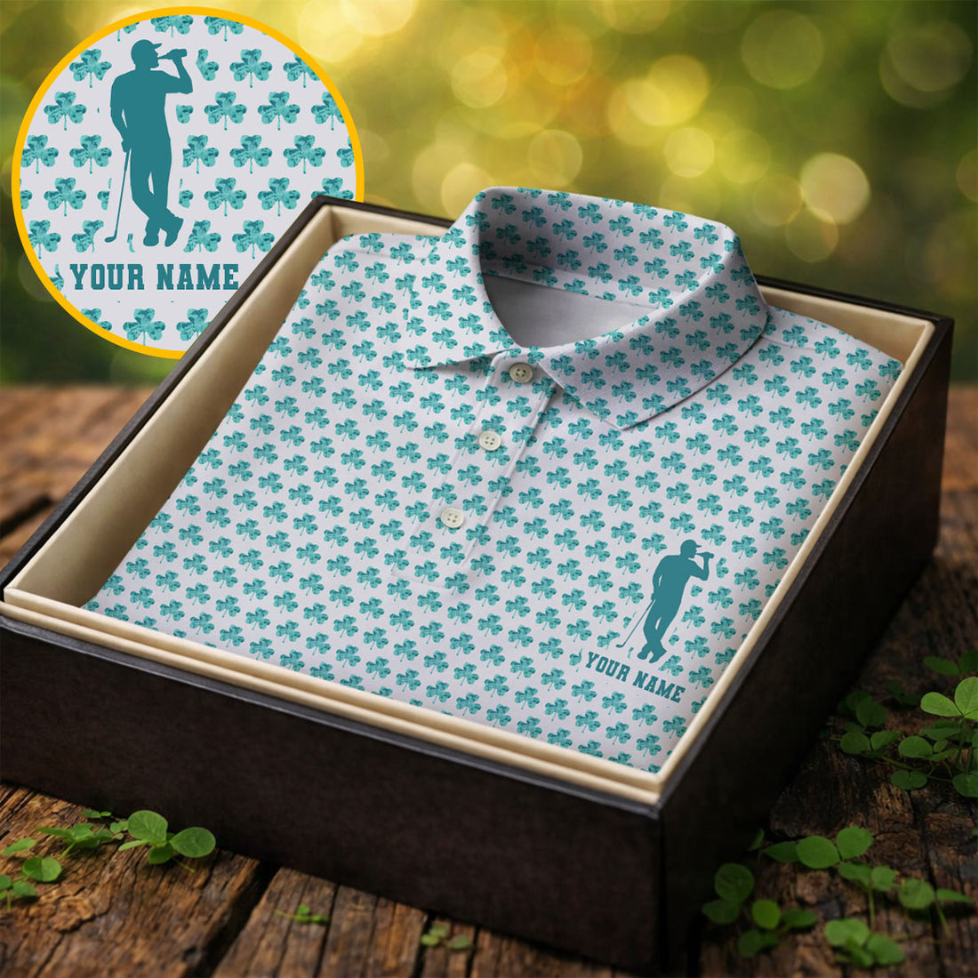 St Patrick's Day Shamrock Golf And Beer Blue And White Golf Shirt, Polo Shirts For Men, Golf Shirts For Men